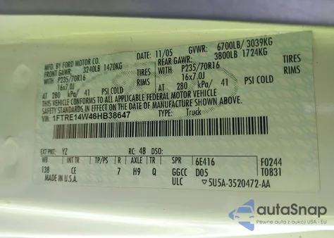 2006 Ford E-150 Commercial/Recreational from USA, damaged, VIN 1FTRE14W46HB38647